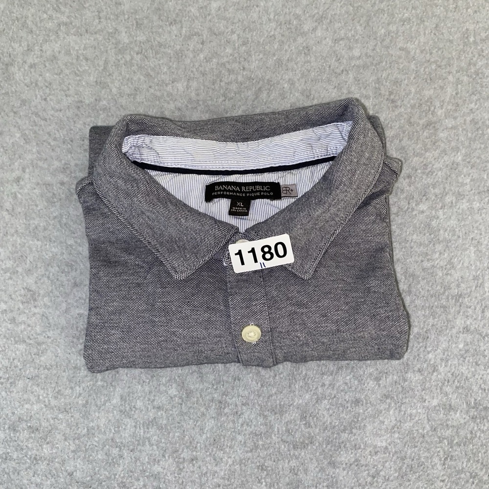 Banana Republic Mens XL Gray Navy Performance Pique Short‎ Sleeve Polo Shirt - Picture 12 of 12